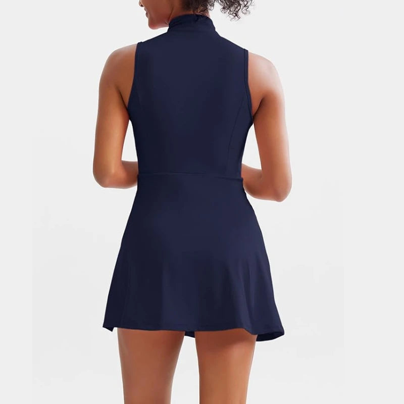 Women's tennis dress tennis golf dress built-in shorts sleeveless sports dress with pockets - The Clothing Company Sydney