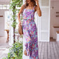 Elegant Long Women's Backless Wide Leg Jumpsuits Casual Sleeveless Floral Rompers Summer Matching Outfit Set - The Clothing Company Sydney