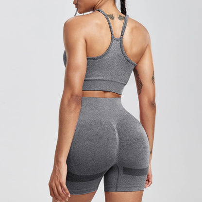 Womens Two Piece Set Peach Shorts Trackuists Gym Yoga Running Halter Fitness Shorts Push Up Bra Top Set The Clothing Company Sydney