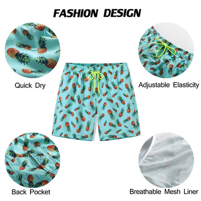 Summer Mens Swim Shorts Beach Quick Dry Printing Swimsuit Plus Size Mesh Liner Surfing Gym Board Shorts - The Clothing Company Sydney