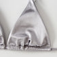 Metallic Halter Triangle Swimsuit Women Swimwear Bathing Suits Brazilian Thong Micro Bikinis Set Beach Wear