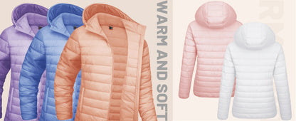 Warm Puffer Jackets Hooded Womens Full Zip Multi-pockets Quilted Jacket Winter Waterproof Camping Down Coat Lightweight Parka The Clothing Company Sydney