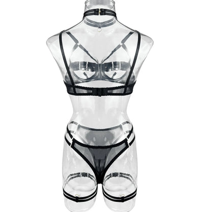 5-Piece Costume Hollow Underwear Sensual Open Bra Outfits Lingerie Set - The Clothing Company Sydney