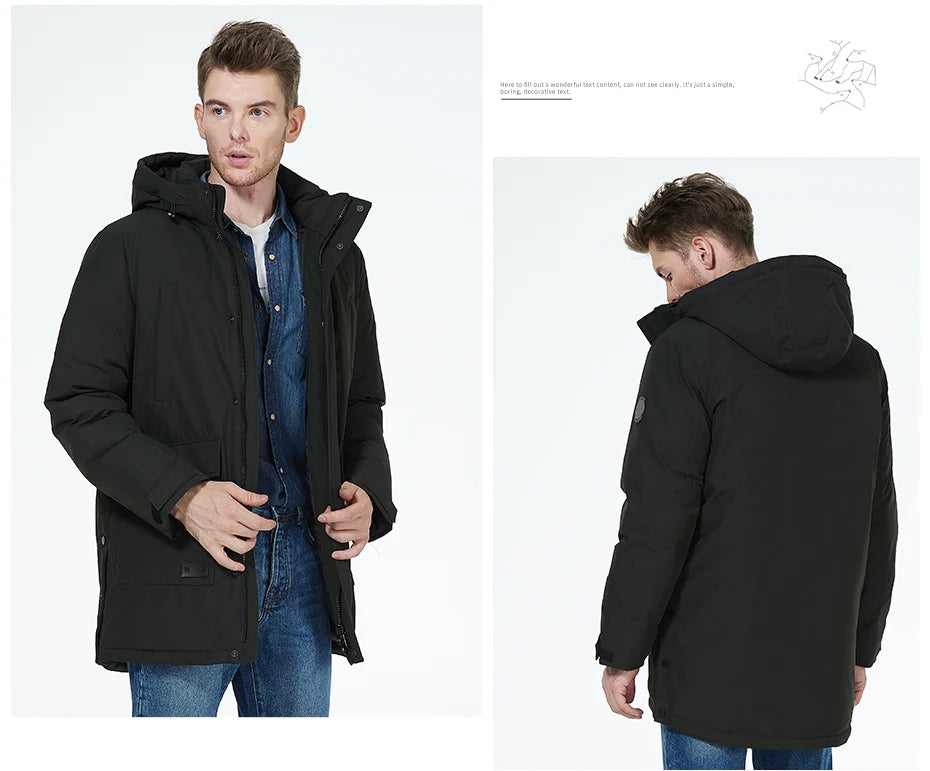 Men's parka jacket windproof warm outerwear Thicken puffer coat for winter - The Clothing Company Sydney
