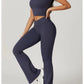 Women's Yoga Gym Activewear 2 Piece Set Sport Suit Workout Short Sleeve Crop Top High Waist Leggings Short Fitness Sports Wear