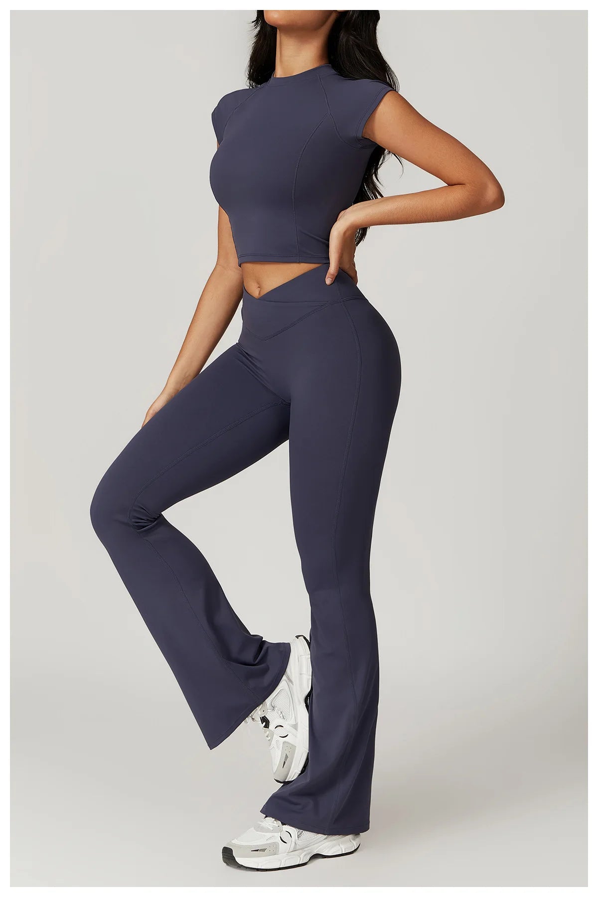 Women's Yoga Gym Activewear 2 Piece Set Sport Suit Workout Short Sleeve Crop Top High Waist Leggings Short Fitness Sports Wear