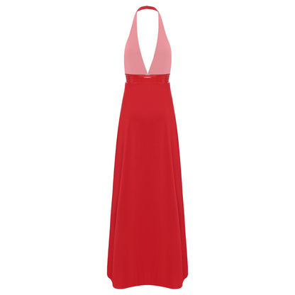 Womens Nightclub Deep V Neck Halter Backless Sleeveless Front High Split High Waist Coquette Clubwear Dress The Clothing Company Sydney