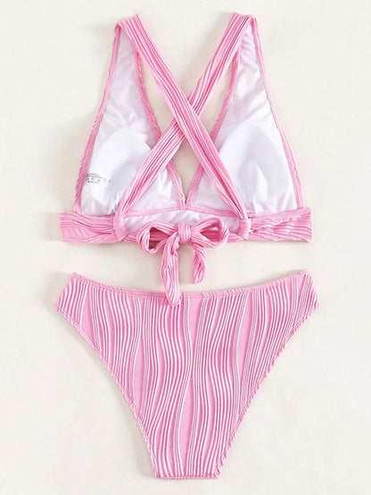 2 Piece Wrinkled Crinkled Bikini Swimwear Swimsuit Two-pieces Bikini Set High Cut Bathing Suit Swim Beach Wear The Clothing Company Sydney