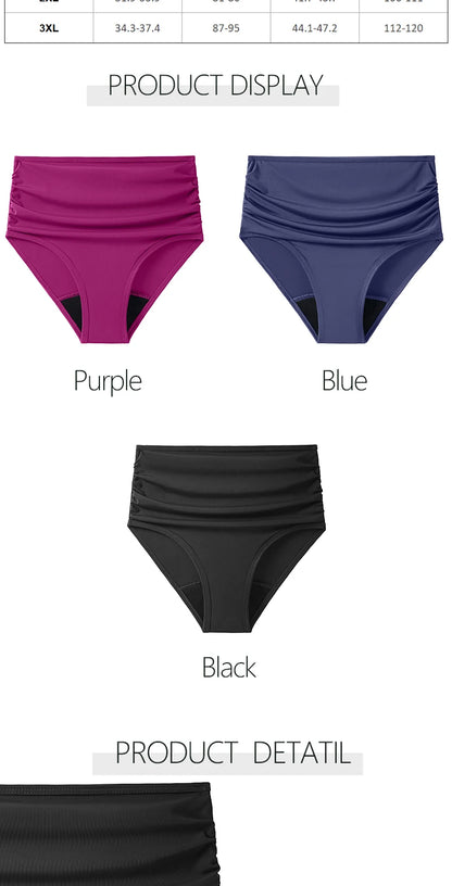4-Layer Leak Proof Period Swimwear Bikini Bottoms Absorbent Beachwear Panties Plus Size Menstrual Swimsuit - The Clothing Company Sydney