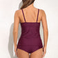 Two Piece Tankini Set For Women's Swimwear Retro Hollow Out V Neck Swimsuit - The Clothing Company Sydney