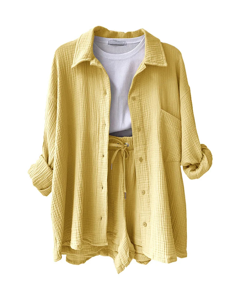 Summer Women's Suit Short Sets Outfits Suit Two Piece Button Up Matching Outfit Set - The Clothing Company Sydney