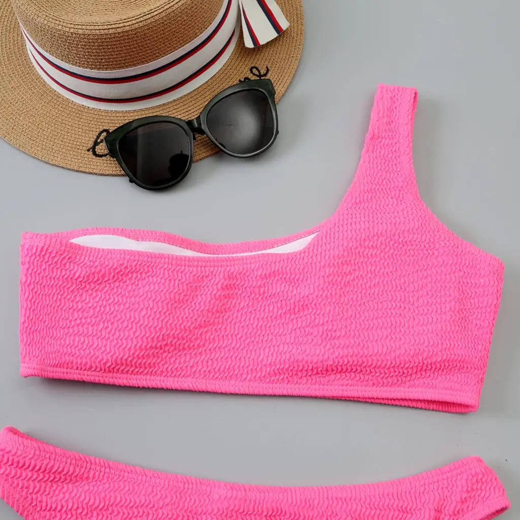 One Shoulder Bikini Women Swimwear Swimsuit Solid Beachwear Bathers Bathing Suit The Clothing Company Sydney