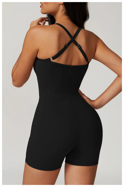 Women's Cross Strap Romper Backless Set Fitness Bodysuit Sportswear Gym Clothes Jumpsuit One-piece Playsuit Yoga Suit - The Clothing Company Sydney