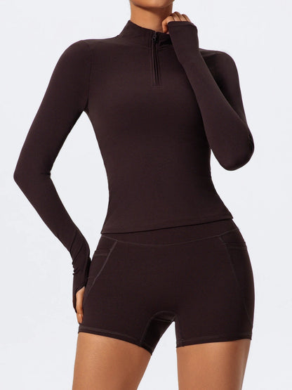 2 Piece Sports Suit Women Half Zipper Long Sleeves Slim Yoga Set Flared Activewear Gym Workout Sportswear The Clothing Company Sydney