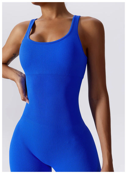 Women's Yoga Rompers One Piece Seamless Ribbed Jumpsuit Padded Sports Bra Romper Fashion Fitness Sportwear The Clothing Company Sydney
