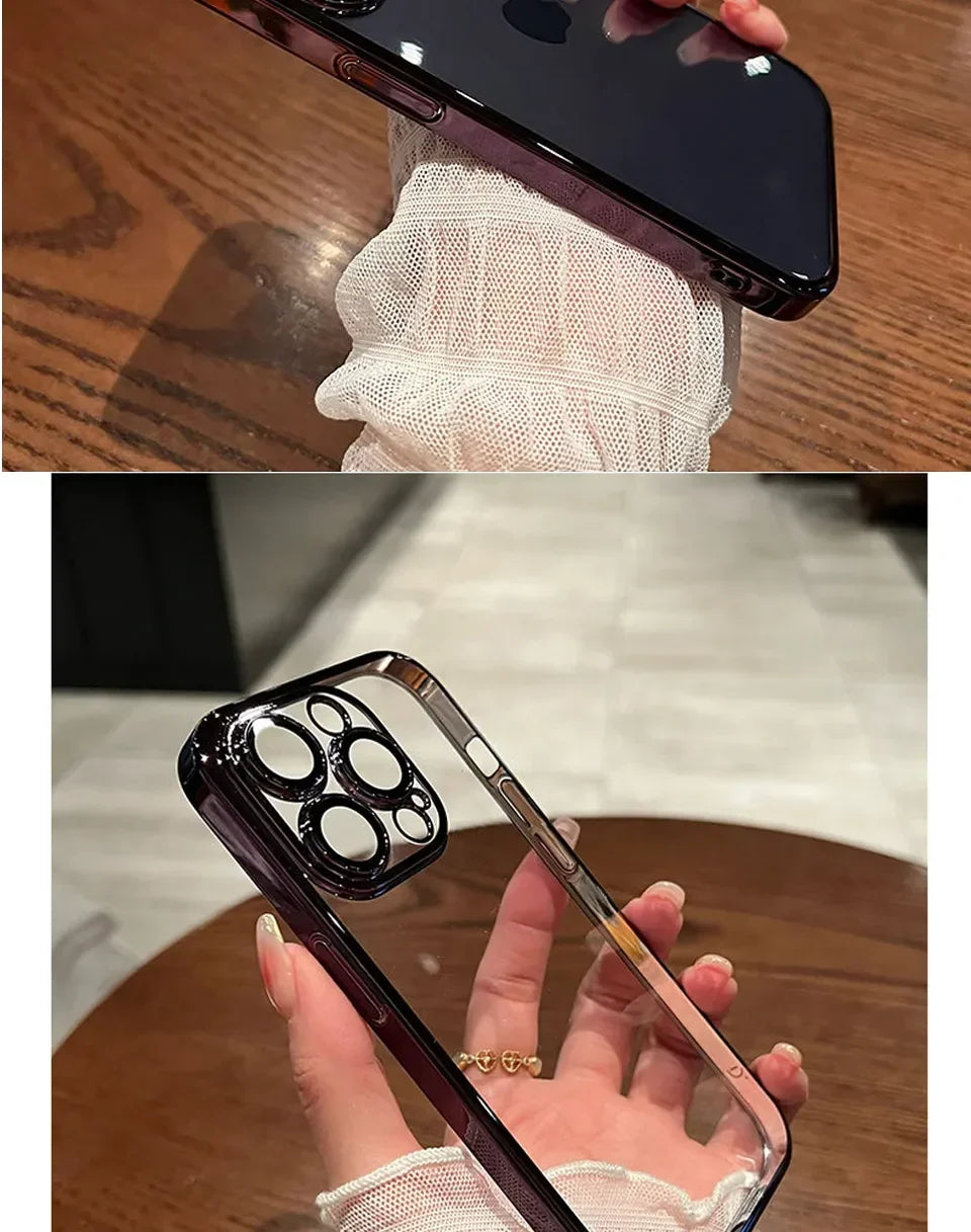 Plated Clear Case For IPhone 15 14 Pro Max Mini 15 Plus Shockproof Cover The Clothing Company Sydney