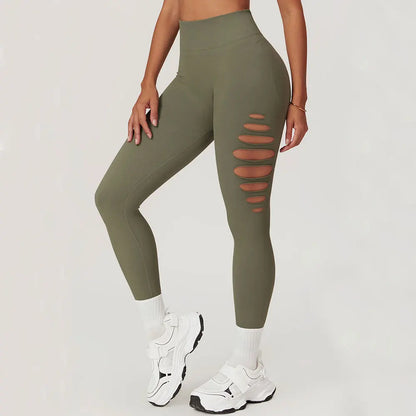 Seamless High-Waist Yoga Leggings – Hollow-Out Push-Up Workout Tights for Women - The Clothing Company Sydney