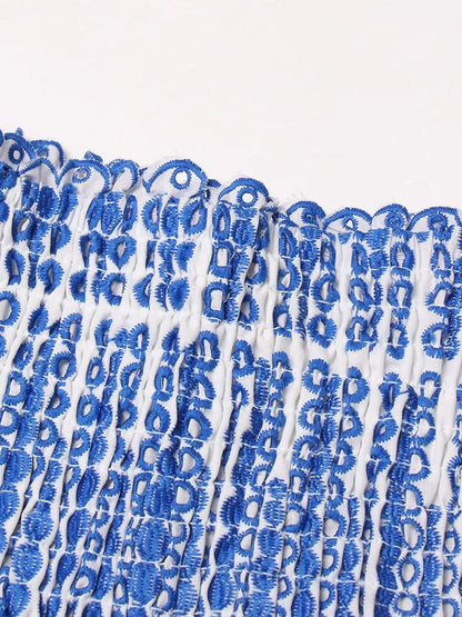 Colourblock Embroidery Women's Strapless Sleeveless High Waist Patchwork Folds Slimming Dresses - The Clothing Company Sydney