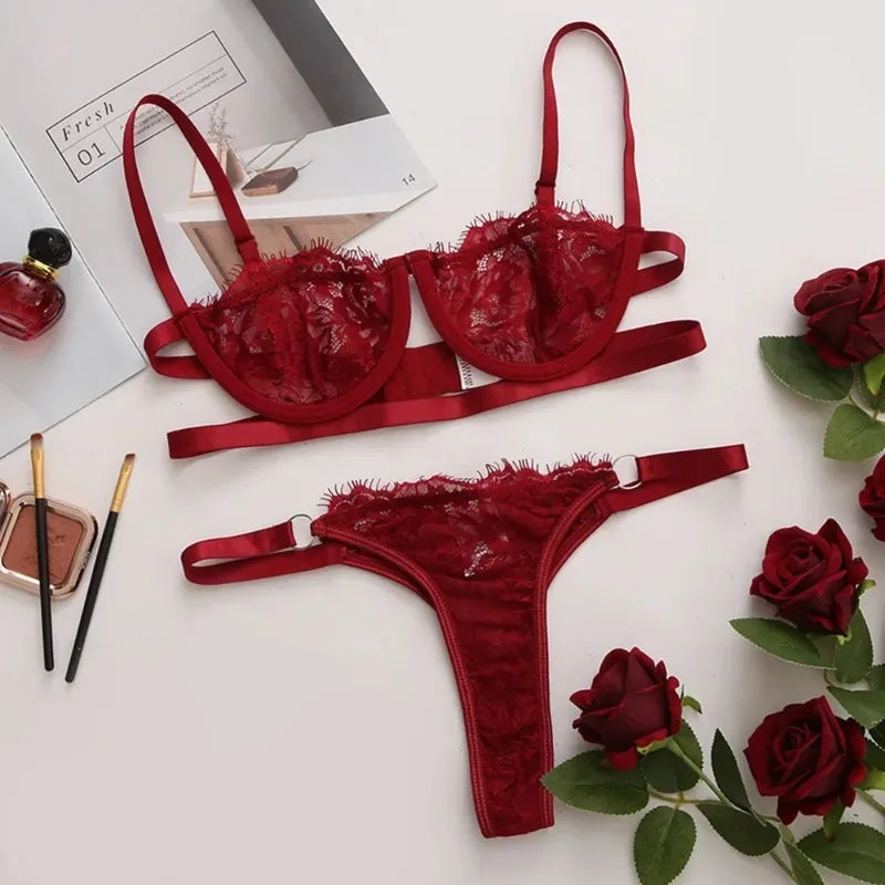 2 Piece Lingerie Woman Lace Transparent Underwear Fairy Embroidery Brief Push Up Bras Set The Clothing Company Sydney