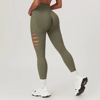 Seamless High-Waist Yoga Leggings – Hollow-Out Push-Up Workout Tights for Women - The Clothing Company Sydney