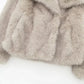 Women's Fashion Cropped Faux Fur Jacket Coat Long Sleeve Front Snap-button Outerwear Chic Lapel Collar Thick Coat The Clothing Company Sydney