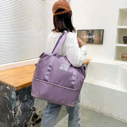 Travel Bag Women Shoulder Bag Casual Handbag Double Zipper Expansion Bag Large Bag Fashion Luggage Bag - The Clothing Company Sydney