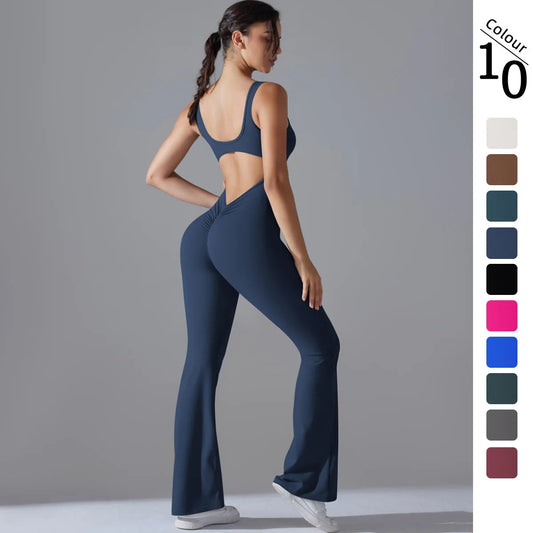 V Back Jumpsuit Gym Set Women Training Yoga Suit Sportswear Sports Fitness Rompers Stretch Workout Bodysuits The Clothing Company Sydney