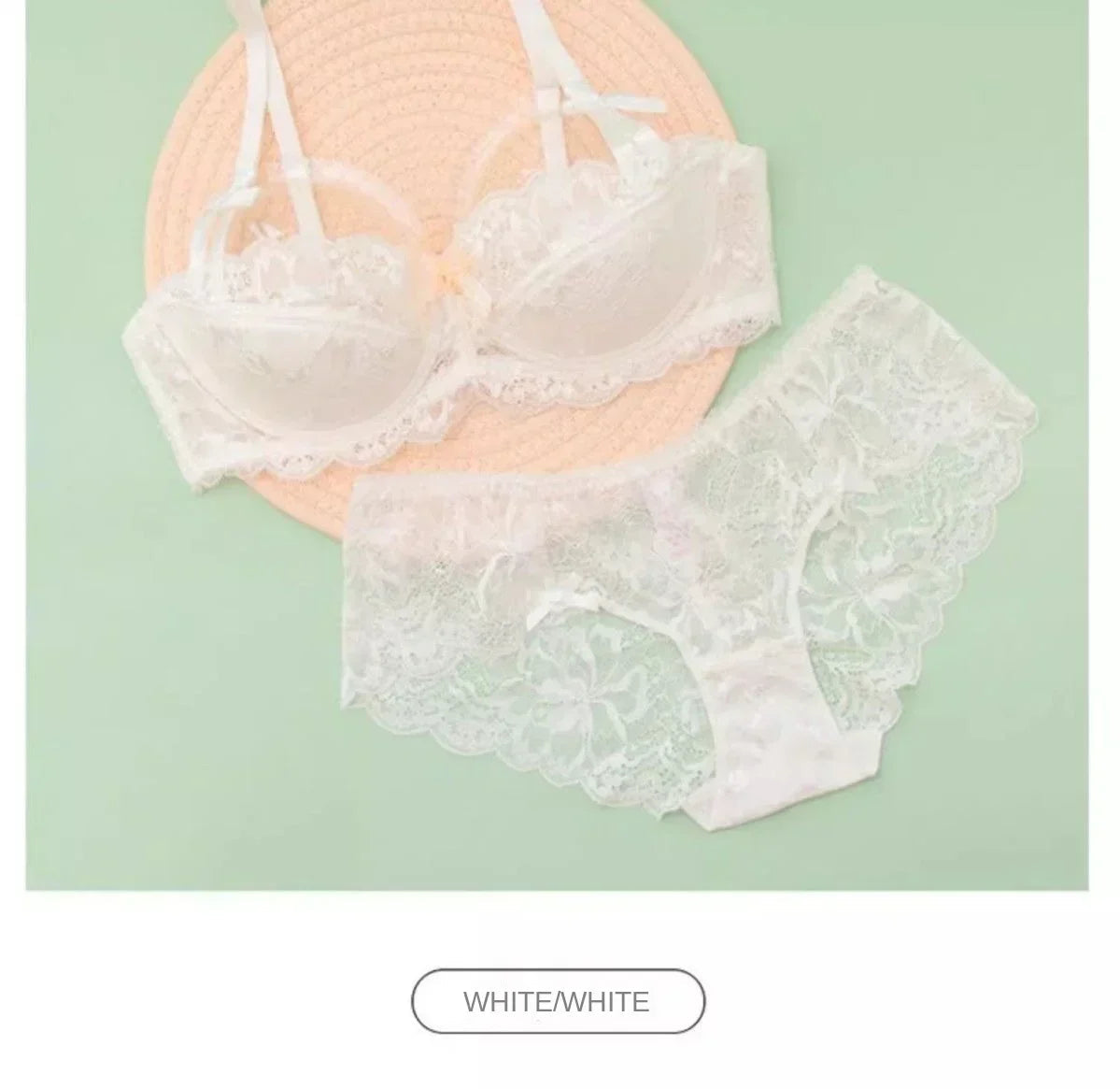 2 Piece Pull-up Bra with Bow Breathable Lace Bra Anti-slip Cup Date Night Set The Clothing Company Sydney