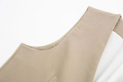 2 Piece Women's Suit Button V Neck Waistcoats Elegant Vest Top Zipper High Waist Slim Pants Shorts Summer Female Streetwear - The Clothing Company Sydney
