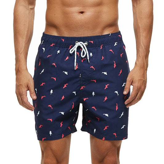 Summer Mens Swim Shorts Beach Quick Dry Printing Swimsuit Plus Size Mesh Liner Surfing Gym Board Shorts