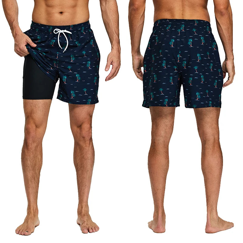 Polyester Swimming Shorts Men Gym Board Quickly Dry Elastic Waist Beach Pants Board Shorts - The Clothing Company Sydney