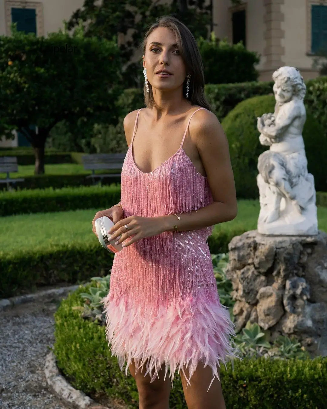 Summer Pink Party Dress Evening Luxury Women's Tassel Fringed Bodycon Dress Club Outfit - The Clothing Company Sydney