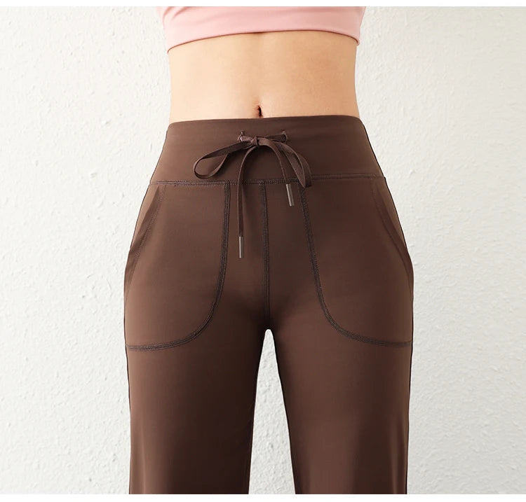 Women's Casual Loose Straight Running Sweatpants Wide Leg Drawstring Design With Side Pockets Leggings Yoga Pants The Clothing Company Sydney