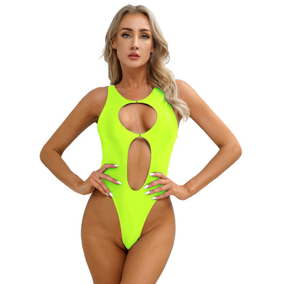 One Piece Womens Bodysuit High Cut Tight Monokini Summer Swimsuit Party Romper Swimwear - The Clothing Company Sydney