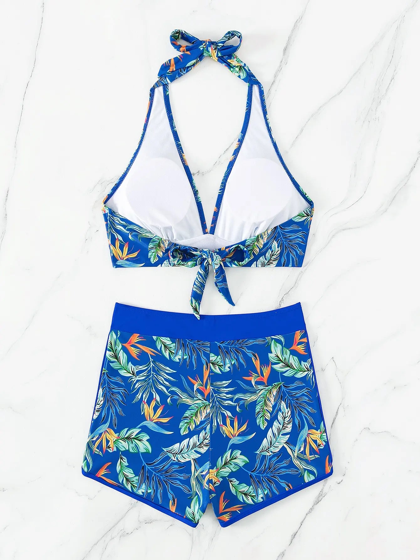 2 Piece Halter Bikini Set Shorts Swimsuit High Waist Swimwear Female Printed Bathers Swimming Bathing Swim Suit Beachwear - The Clothing Company Sydney