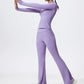 2 Piece Sports Suit Women Half Zipper Long Sleeves Slim Yoga Set Flared Activewear Gym Workout Sportswear The Clothing Company Sydney