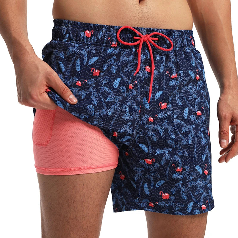 Polyester Swimming Shorts Men Gym Board Quickly Dry Elastic Waist Beach Pants Board Shorts - The Clothing Company Sydney