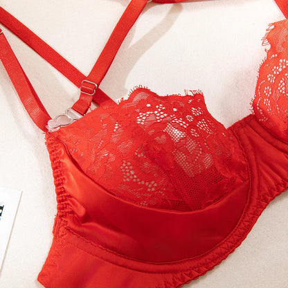 Lace Lingerie Halter Bra Heart g-String Thongs Garter Ensemble Exotic Underwear Set The Clothing Company Sydney