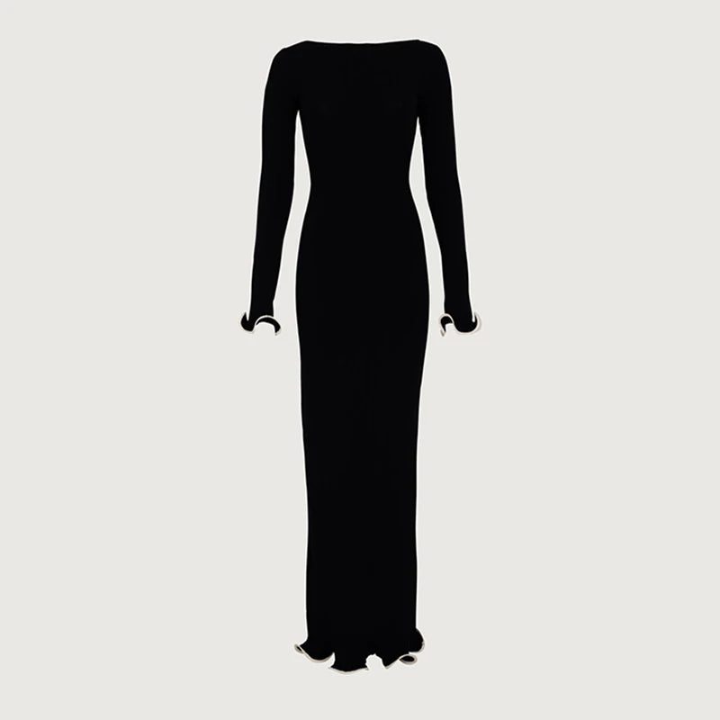Autumn Knitted Mini Contrast Color Slim Sweater Dress Elegant Party  Long Sleeve Dress - The Clothing Company Sydney