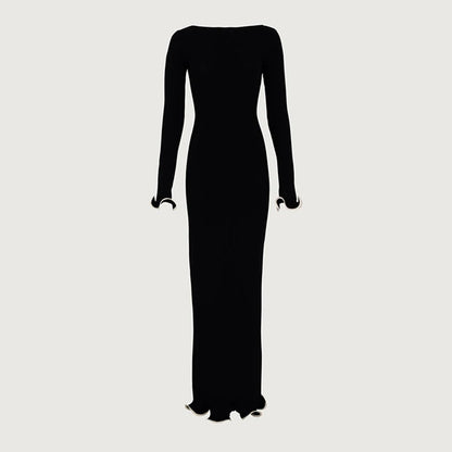 Autumn Knitted Mini Contrast Color Slim Sweater Dress Elegant Party  Long Sleeve Dress - The Clothing Company Sydney
