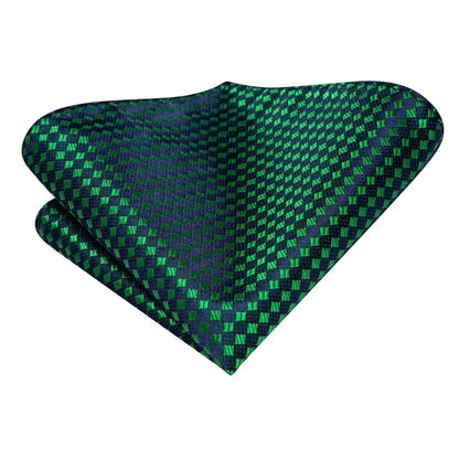 Green Paisley Silk Tie Set for Men – Necktie, Pocket Square & Cufflinks The Clothing Company Sydney