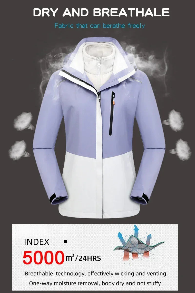 Women's Ski Suit Winter Waterproof Warm Hooded Windproof Raincoat Snow Pants Outdoor Snowboard Wear Set Skiing Overalls - The Clothing Company Sydney