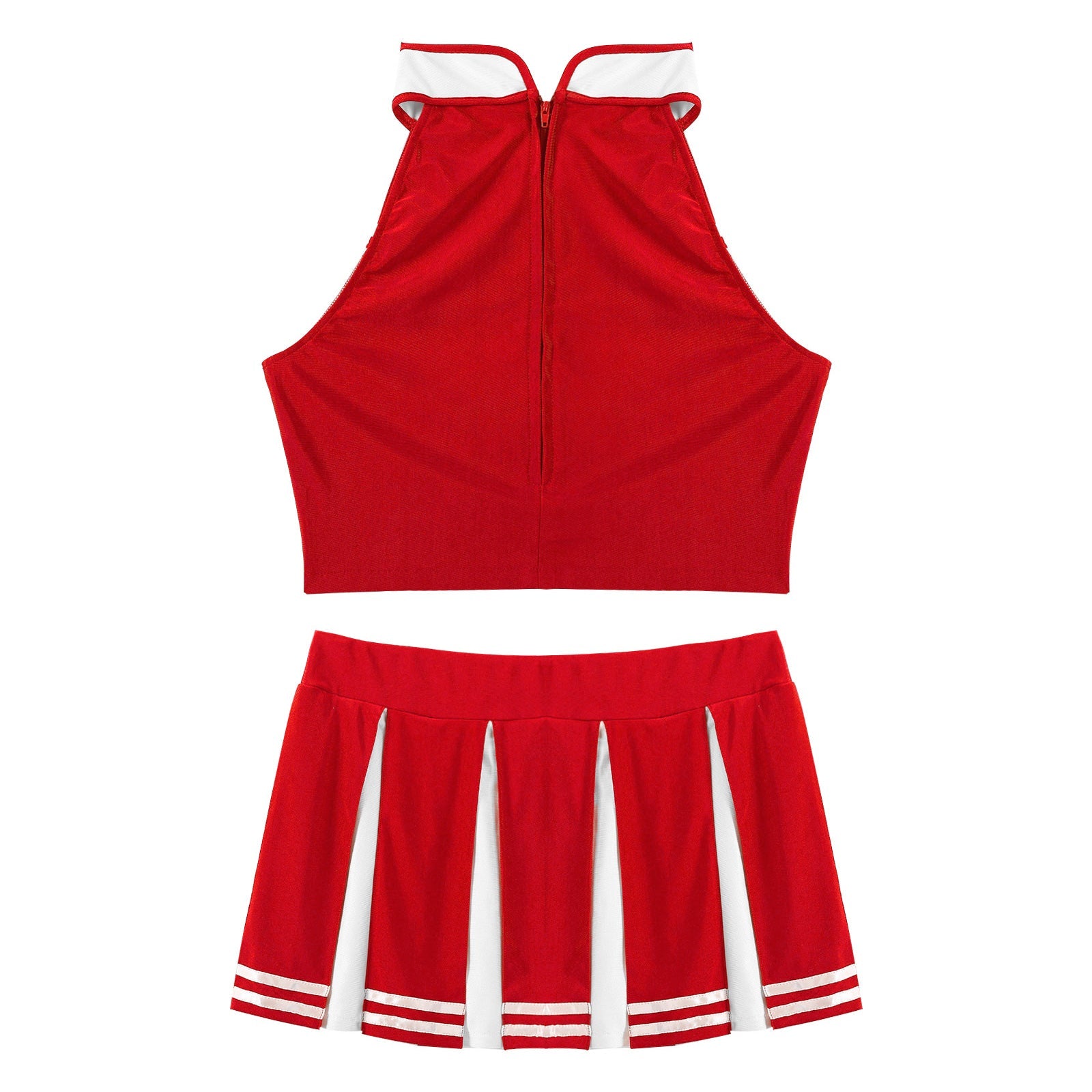 Women's Cheerleader Cosplay Costume Uniform Outfit Stand Collar Crop Top with Mini Pleated Skirts Carnival Cheerleading Suit The Clothing Company Sydney