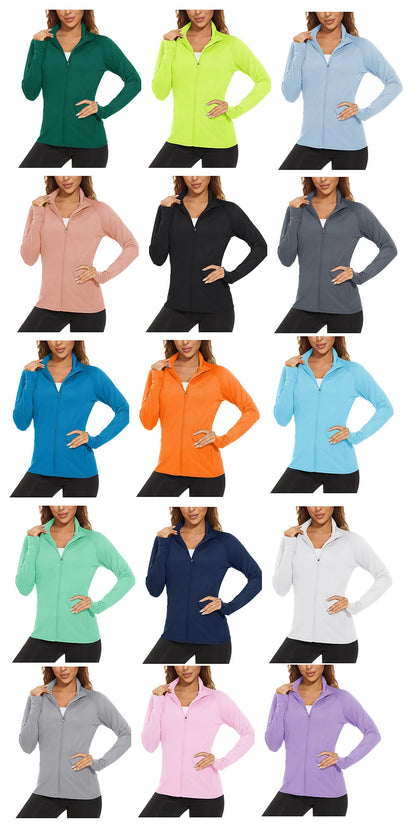 UPF 50+ Sun Protection Summer Shirts Women's Long Sleeve Shirts Full Zip Casual Jackets Zipper Pockets Golf Athlete Tops The Clothing Company Sydney