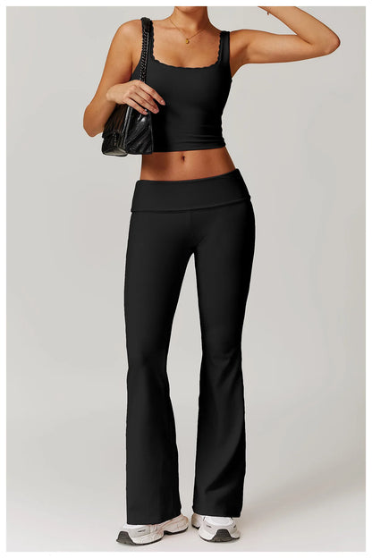 Tight High Waist Yoga Bell Pants Wide Leg Outer Wear Micro-pants Women's Casual Fitness Sports Pants The Clothing Company Sydney