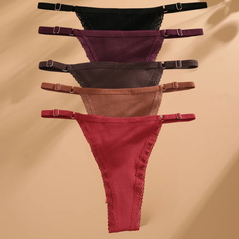 5 Pack G-string Panties Cotton Women's Underwear  Adjustable Waist Pantys Bikini Thongs Lingerie The Clothing Company Sydney