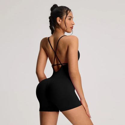 One Piece Backless Women's Bodysuit Yoga Combi-pants Shorts Jumpsuits Gym-to-Street Overalls Summer Fitness Jumpsuit Romper - The Clothing Company Sydney