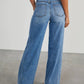 Spring Summer Women's Clothing Solid Color Loose Wide Leg Side Seam Stitching Frayed Hem Jeans The Clothing Company Sydney