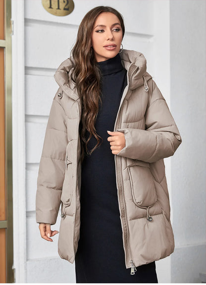 Hooded Parkas Women's Plus Size Casual Hooded Pocket Women Down Jacket Coat Outwear - The Clothing Company Sydney