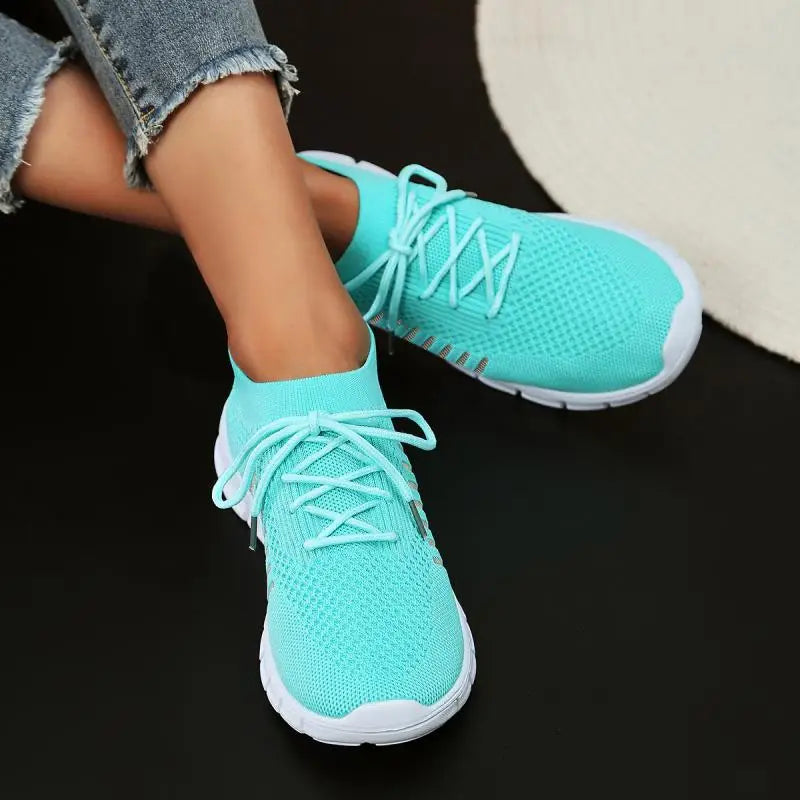Mesh Breathable Soft Sole Sneakers Lightweight Non-Slip Running Walking Casual Lace Up Flats Shoes - The Clothing Company Sydney